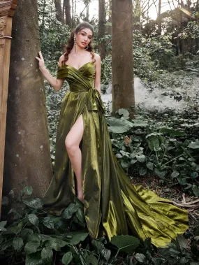 Gorgeous Ruched Bodice Lace Up Back Maxi Satin Ball Dress Gorgeous Ruched Bodice Lace Up Back Maxi Satin Ball Dress