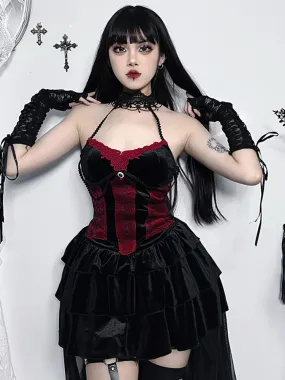 Goth Vintage Punk Aesthetic Backless Y2K Camisole Halter Neck Crop Top Goth Vintage Punk Aesthetic Backless Y2K Camisole Halter Neck Crop Top