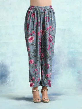 Grey Printed Velvet Pant Grey Printed Velvet Pant