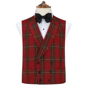Hayward Red Tartan Wool Waistcoat Hayward Red Tartan Wool Waistcoat