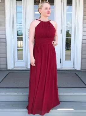 High Neck Chiffon Burgundy Bridesmaid Dress, Long Prom Party Dress OB277 High Neck Chiffon Burgundy Bridesmaid Dress, Long Prom Party Dress OB277