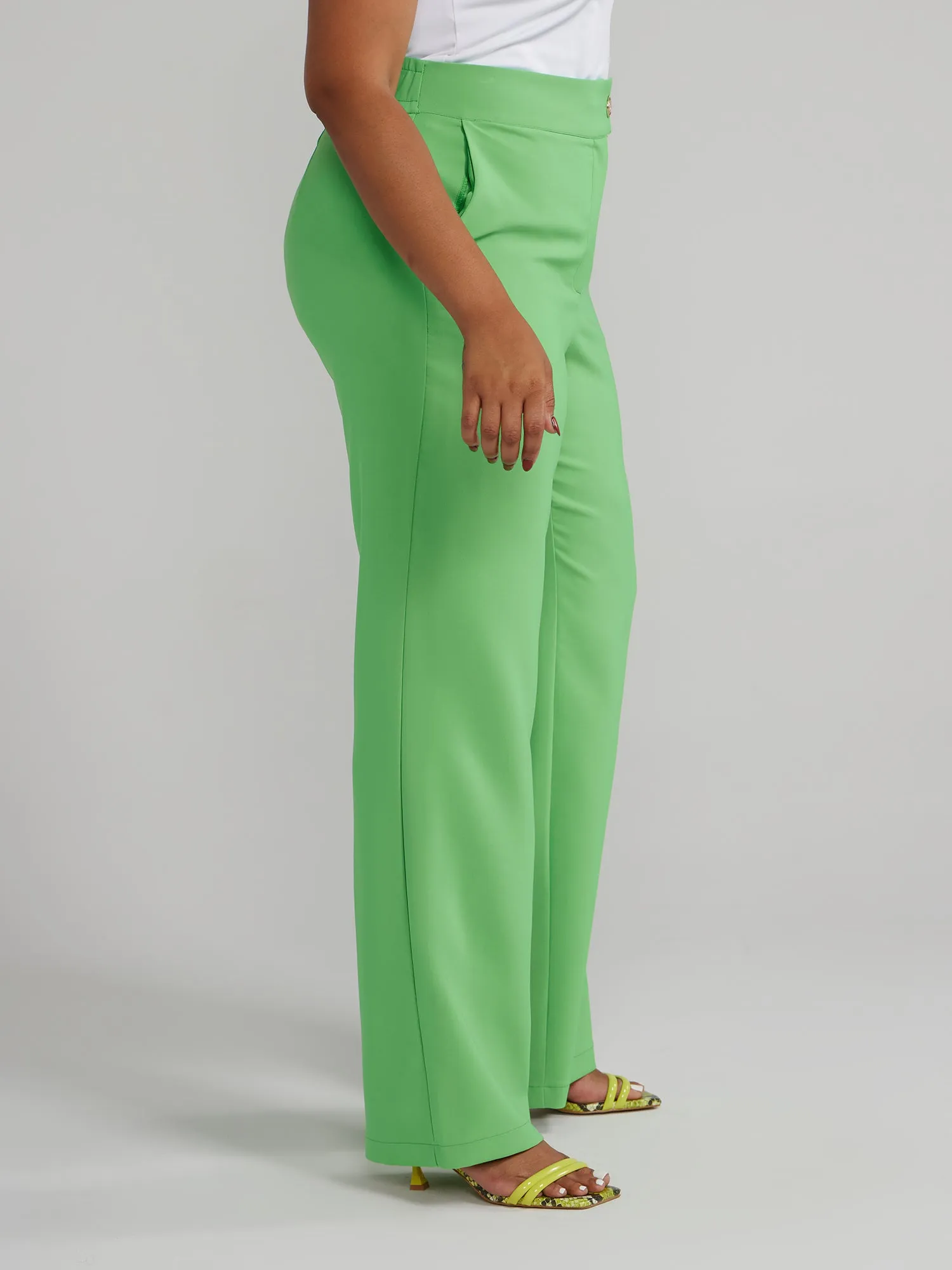High Rise Straight Leg Trouser Pants
