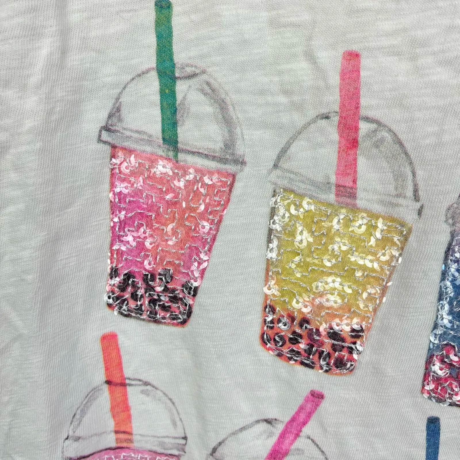 J. Crew Girls Short Sleeve Sequin Bobo Tea T-Shirt L 10-11