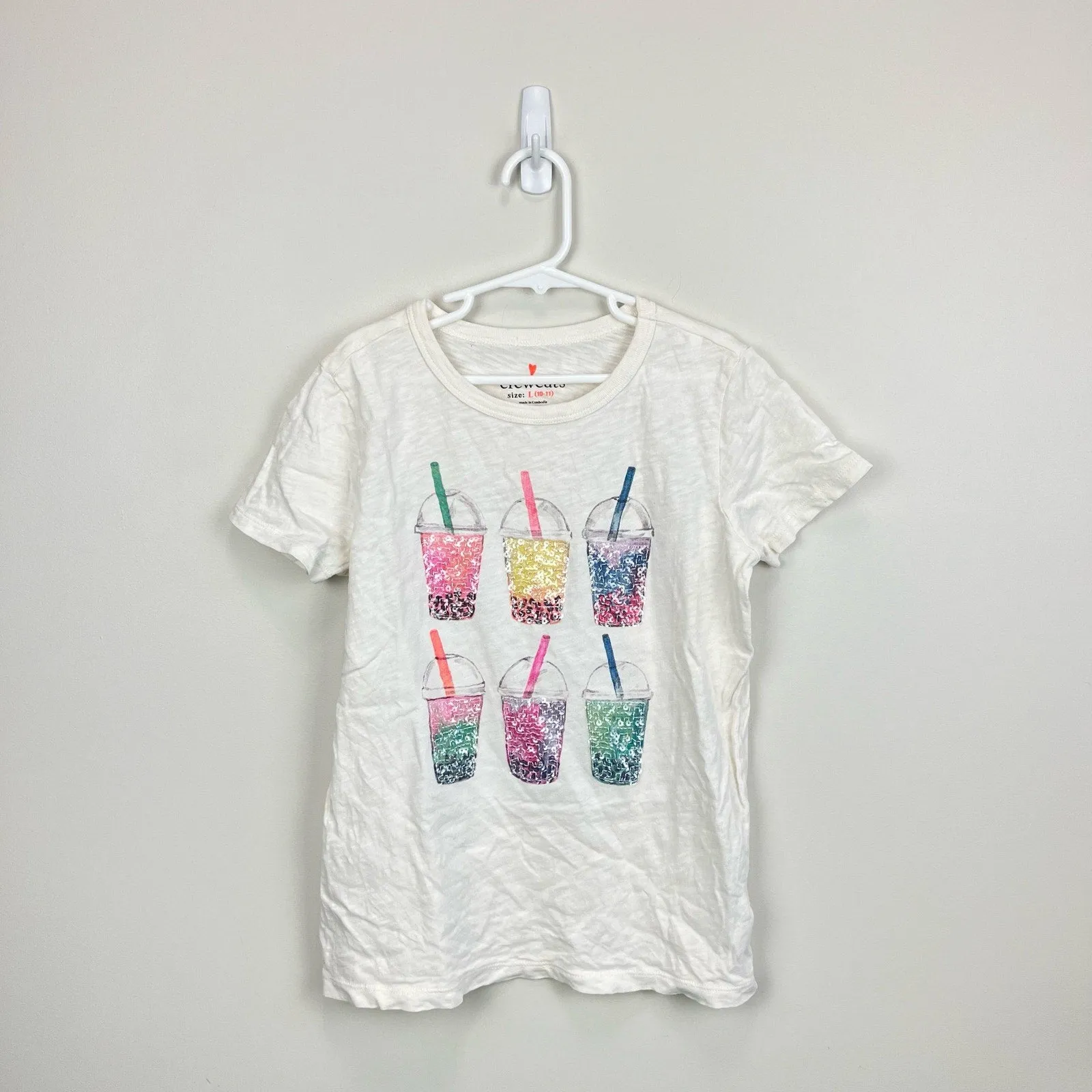 J. Crew Girls Short Sleeve Sequin Bobo Tea T-Shirt L 10-11