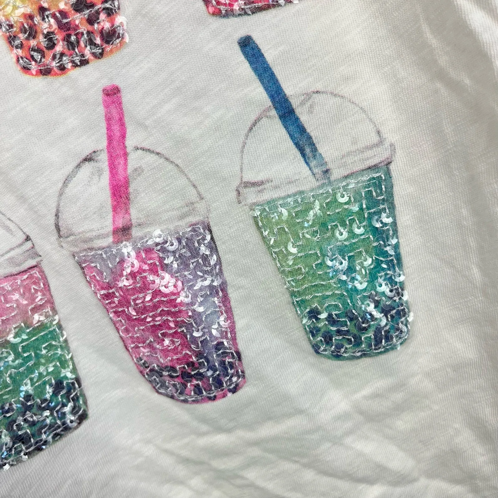 J. Crew Girls Short Sleeve Sequin Bobo Tea T-Shirt L 10-11