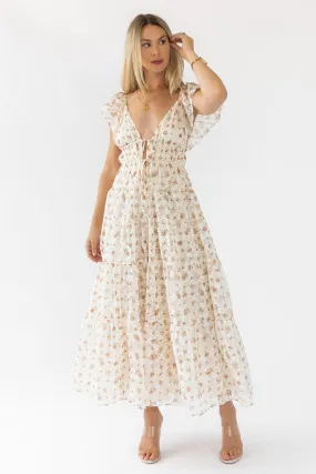 Jesslyn Cream Peach Floral Maxi Dress - Final Sale Jesslyn Cream Peach Floral Maxi Dress - Final Sale