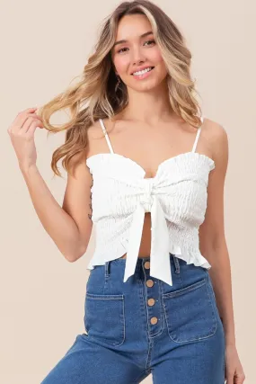 Just BE. BiBi Ruffled Smocked Ribbon Detail Cami Just BE. BiBi Ruffled Smocked Ribbon Detail Cami
