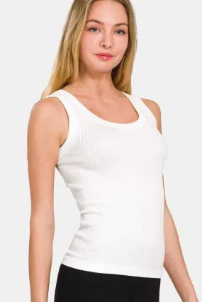 Just BE. Zena 2 Way Neckline Washed Ribbed Tank Just BE. Zena 2 Way Neckline Washed Ribbed Tank