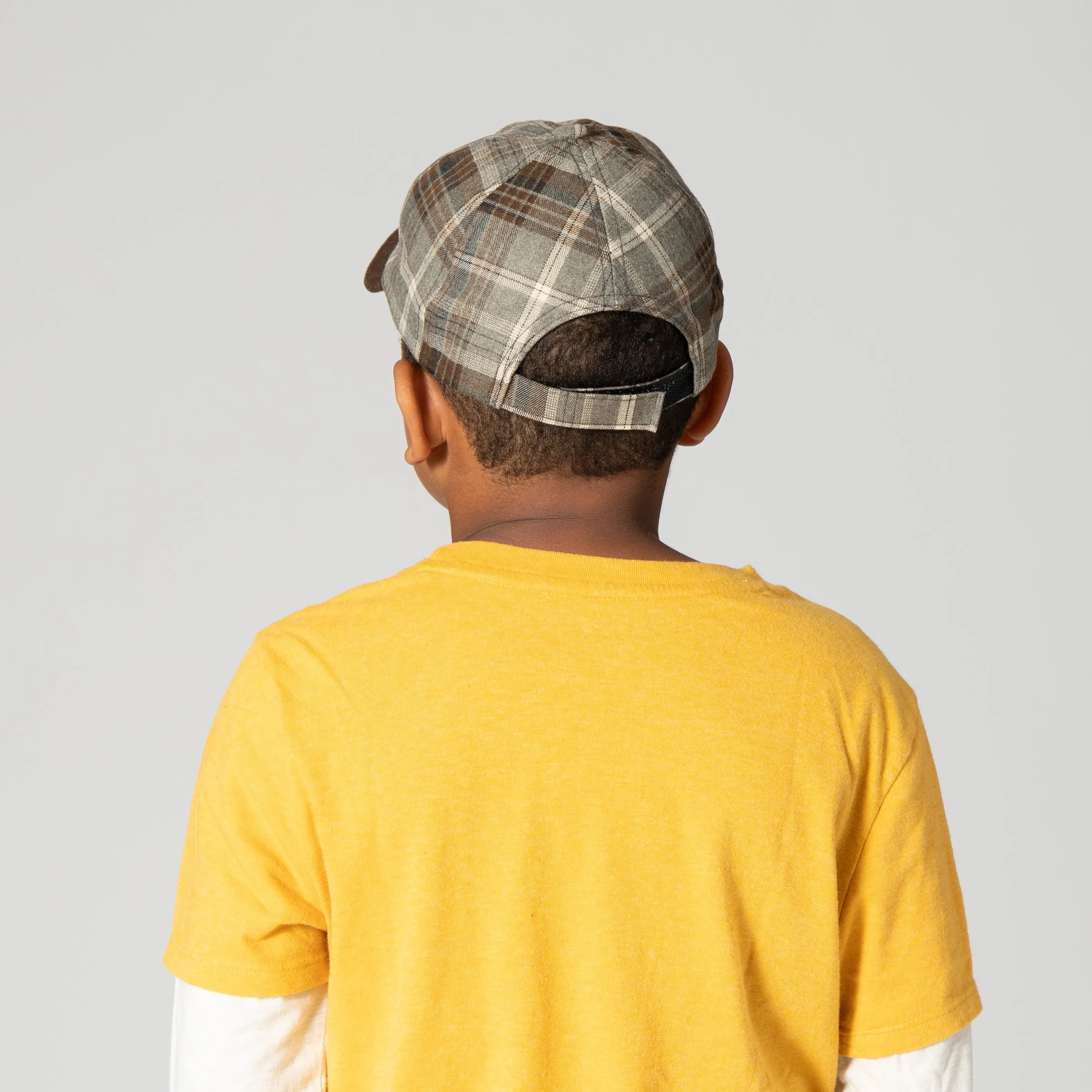 Kid's Plaid Cap With Faux Suede Brim
