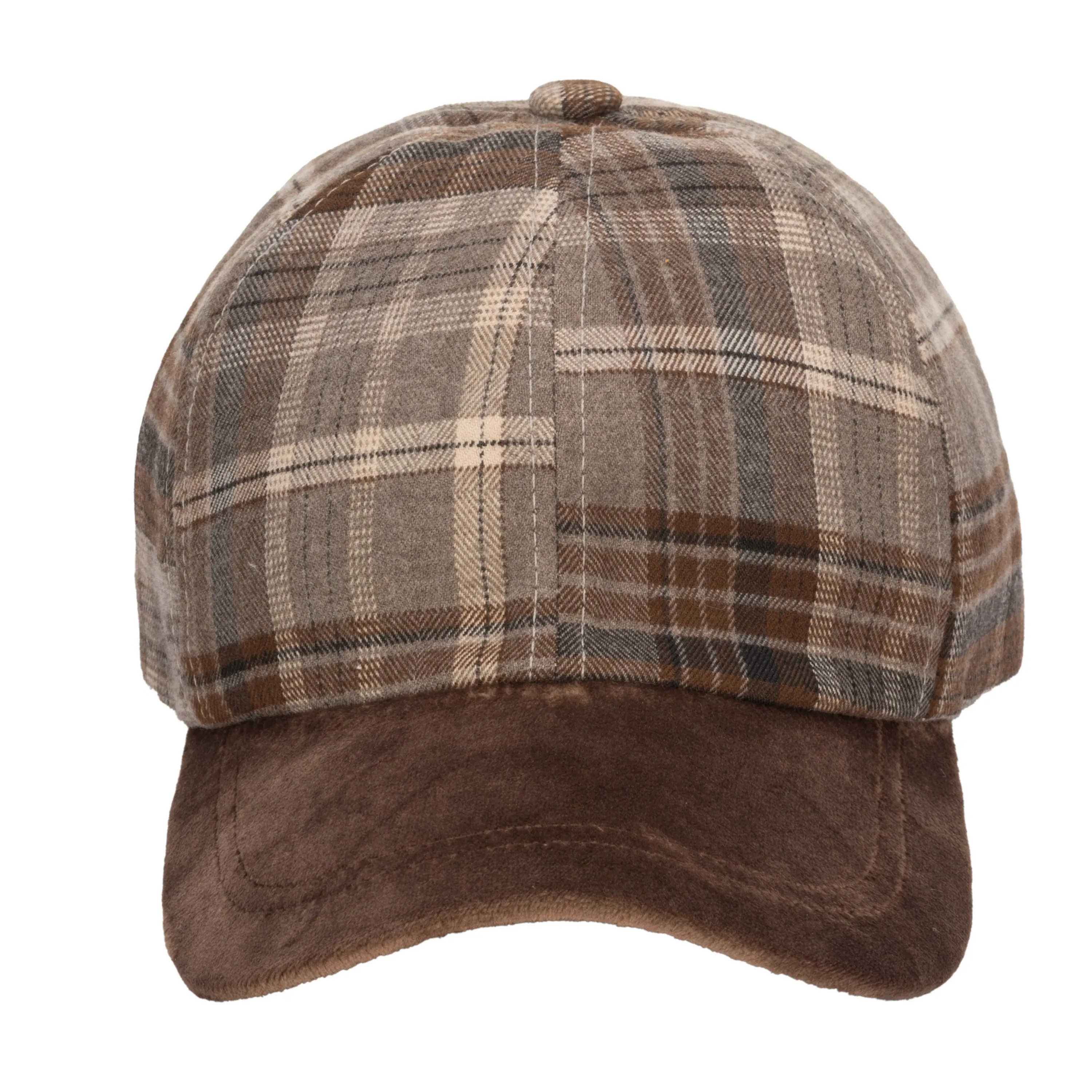 Kid's Plaid Cap With Faux Suede Brim