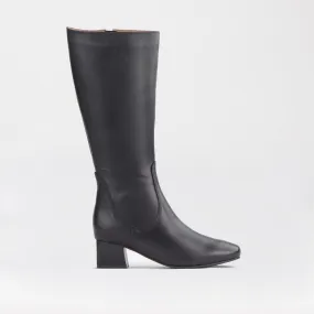 Knee High Block Heel Boot in Black - 12608 Knee High Block Heel Boot in Black - 12608
