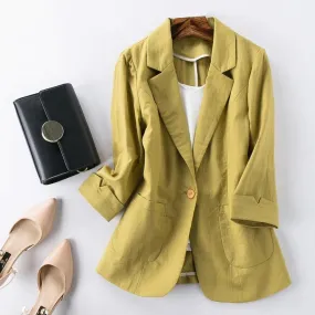 Ladies Candy-Color Linen Blazer Ladies Candy-Color Linen Blazer
