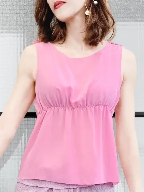 Last Chance! Pink Stitched Trim Empire Waist Silk Tank Last Chance! Pink Stitched Trim Empire Waist Silk Tank