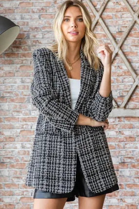 Lurex Mixed Tweed One Button Blazer Lurex Mixed Tweed One Button Blazer