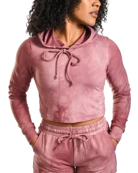 Luxe Loungewear Crop Hoodie - Pink Tie Dye Luxe Loungewear Crop Hoodie - Pink Tie Dye