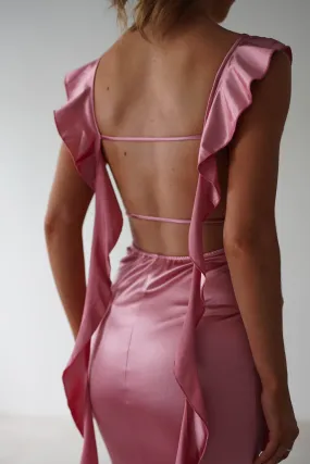 Mabel Satin Bodycon Maxi Dress | Rose Pink Mabel Satin Bodycon Maxi Dress | Rose Pink