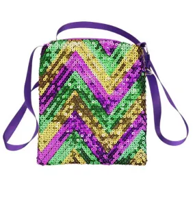 Mardi Gras Sequin Chevron Rectangle Crossbody Bag Mardi Gras Sequin Chevron Rectangle Crossbody Bag