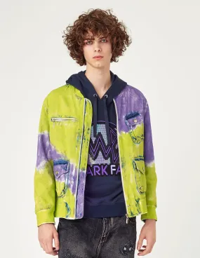 MARK FAST Tie-Dyed Denim Baseball Jacket MARK FAST Tie-Dyed Denim Baseball Jacket