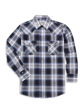 Men's Ely Cattleman Long Sleeve Textured Plaid Western Snap Shirt- Blue & Teal Men's Ely Cattleman Long Sleeve Textured Plaid Western Snap Shirt- Blue & Teal