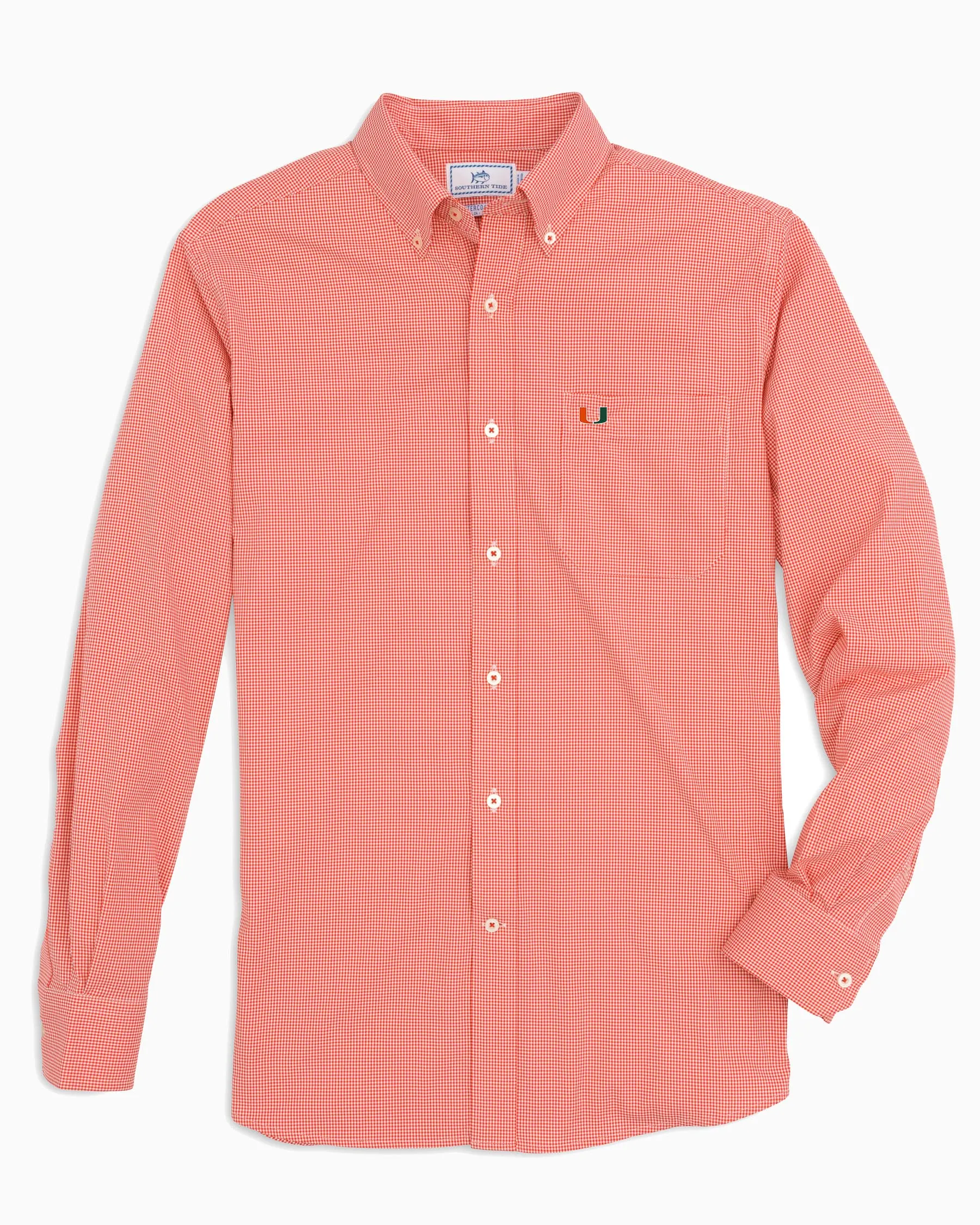 Miami Hurricanes Gingham Button Down Shirt