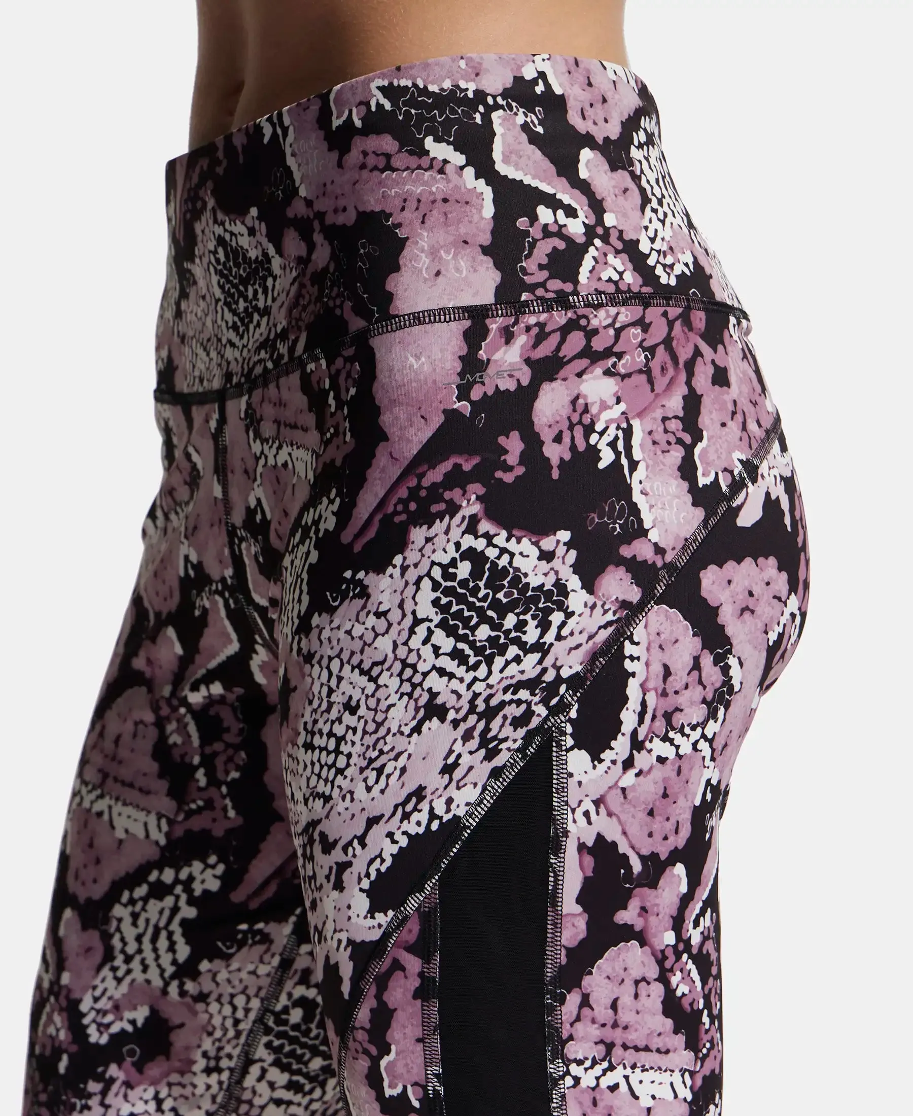 Microfiber Elastane Stretch Slim Fit Capri with Back Waistband Pocket - Old Rose Printed