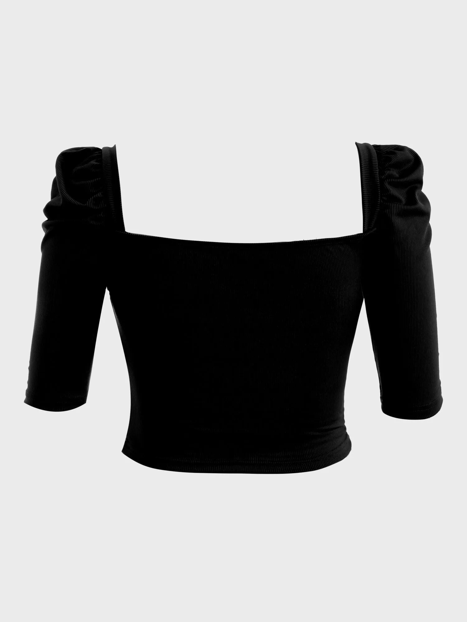 Midsize Cute Puff Square Neck Crop Top