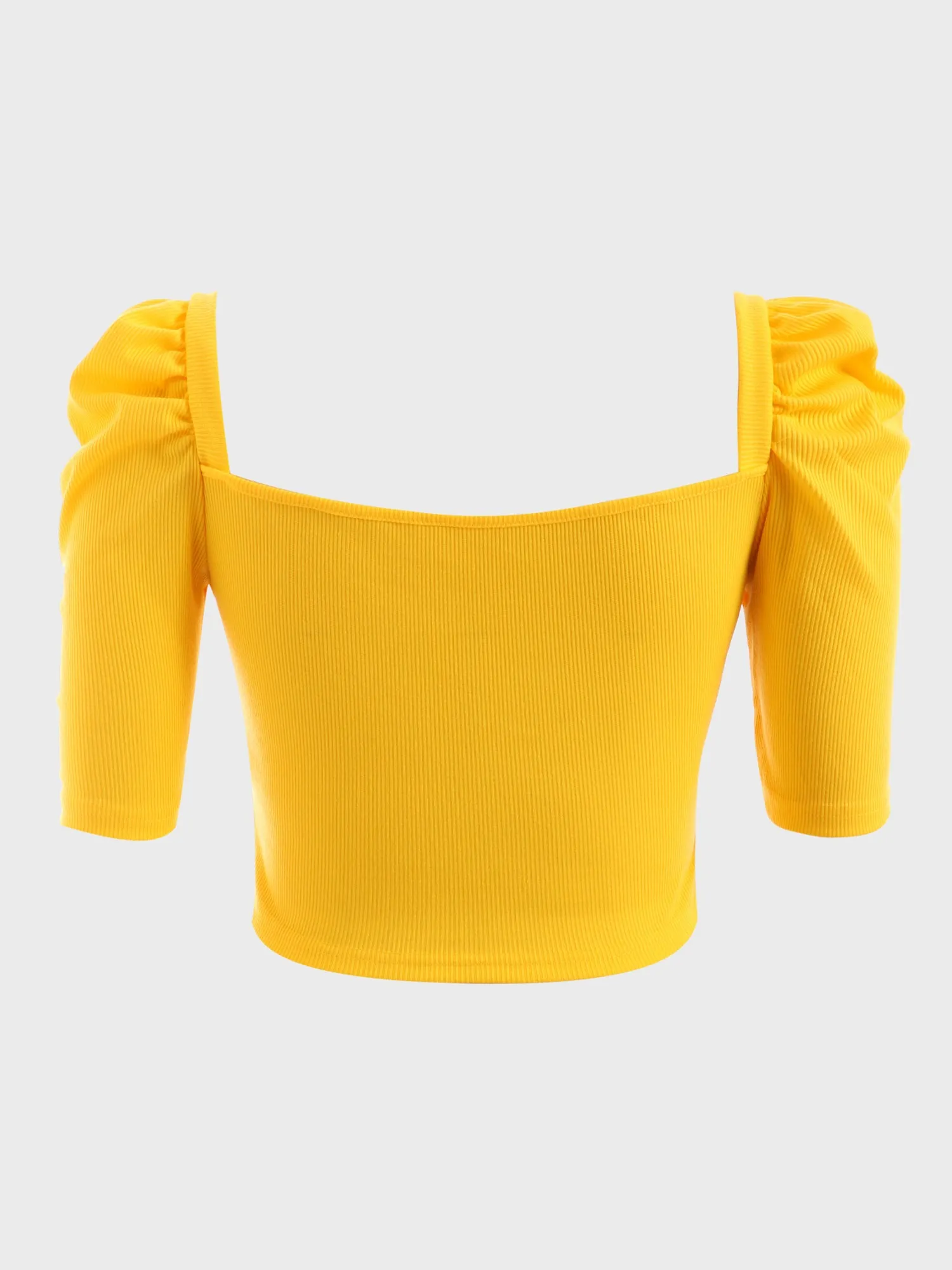 Midsize Cute Puff Square Neck Crop Top