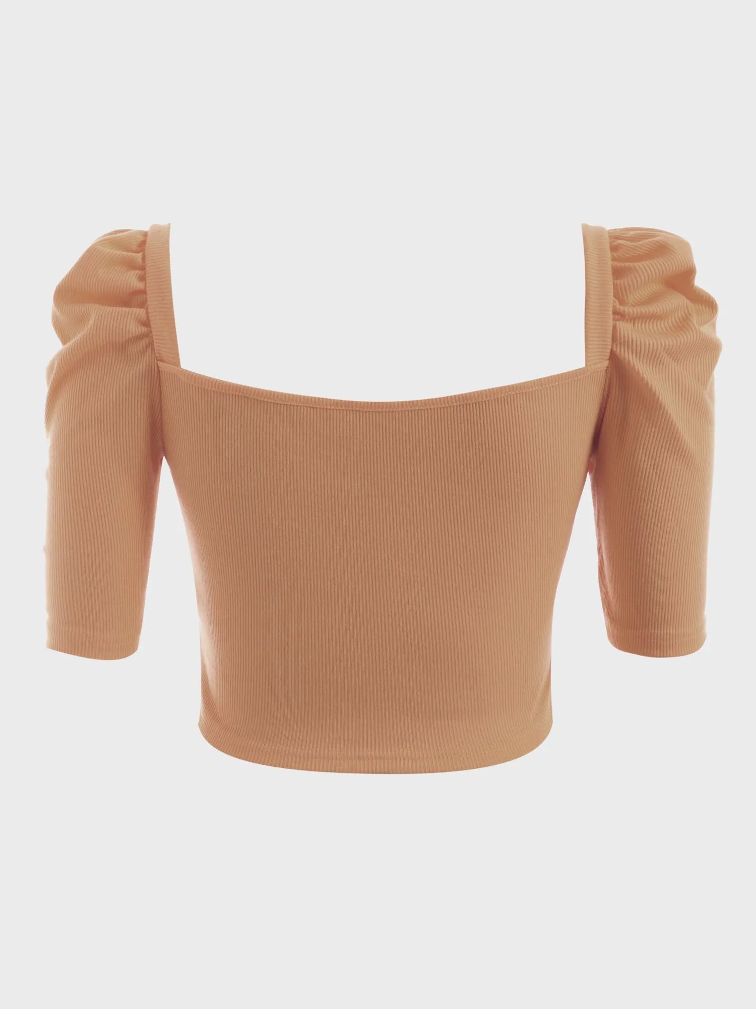 Midsize Cute Puff Square Neck Crop Top