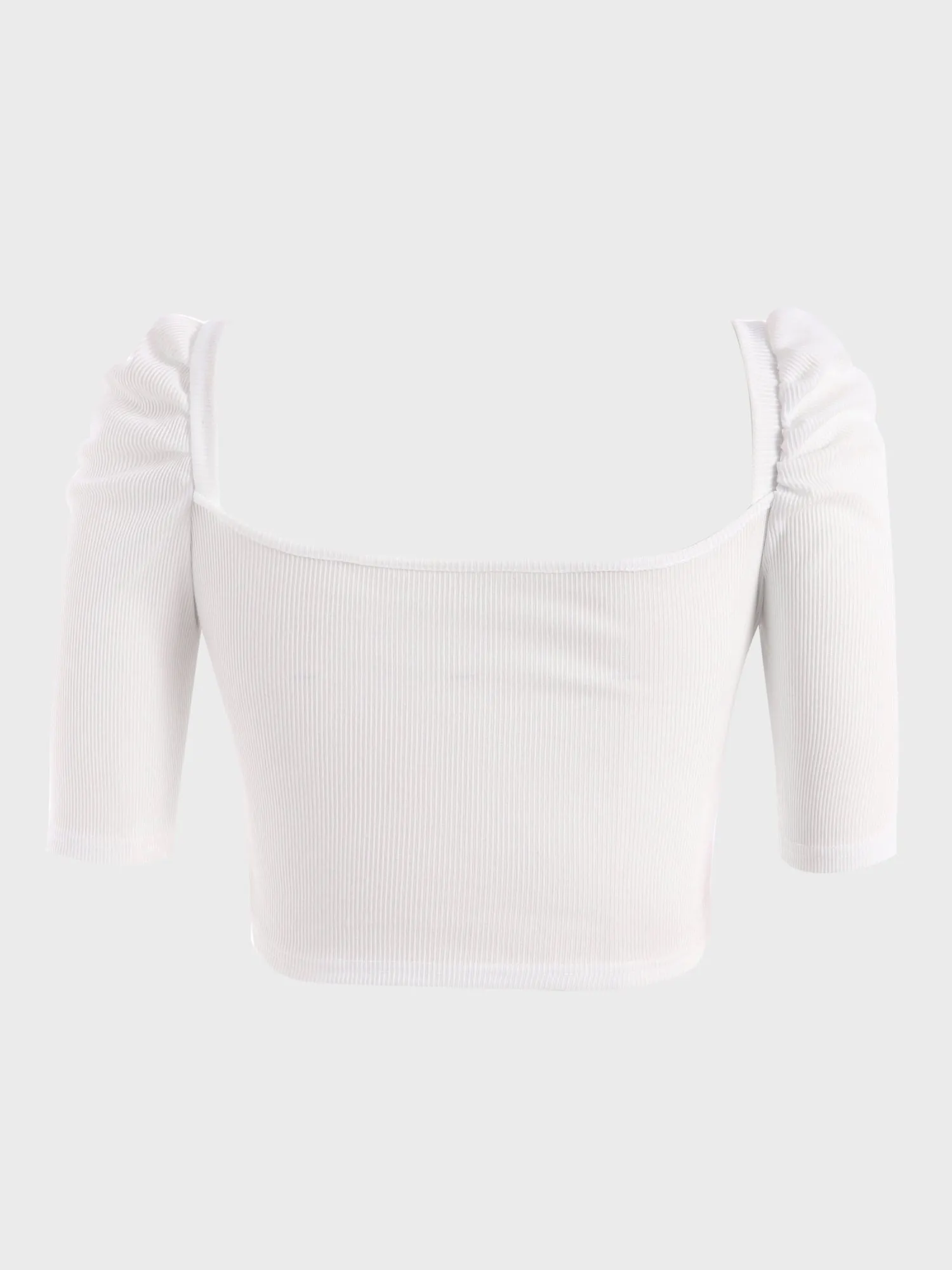 Midsize Cute Puff Square Neck Crop Top