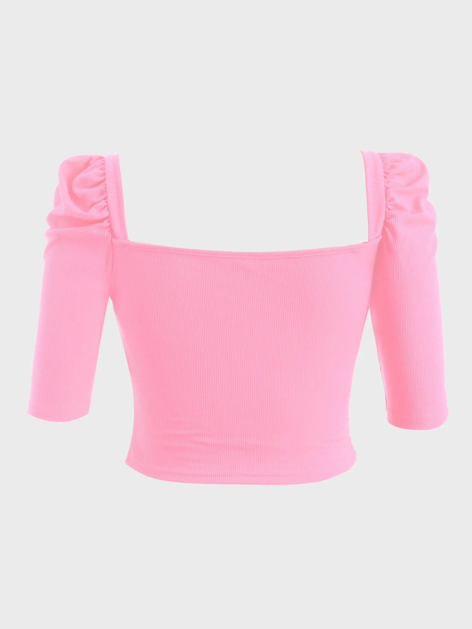 Midsize Cute Puff Square Neck Crop Top