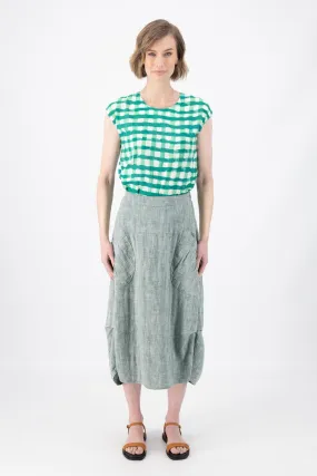Milwaukee Panorama Skirt Green in Herringbone Linen Milwaukee Panorama Skirt Green in Herringbone Linen