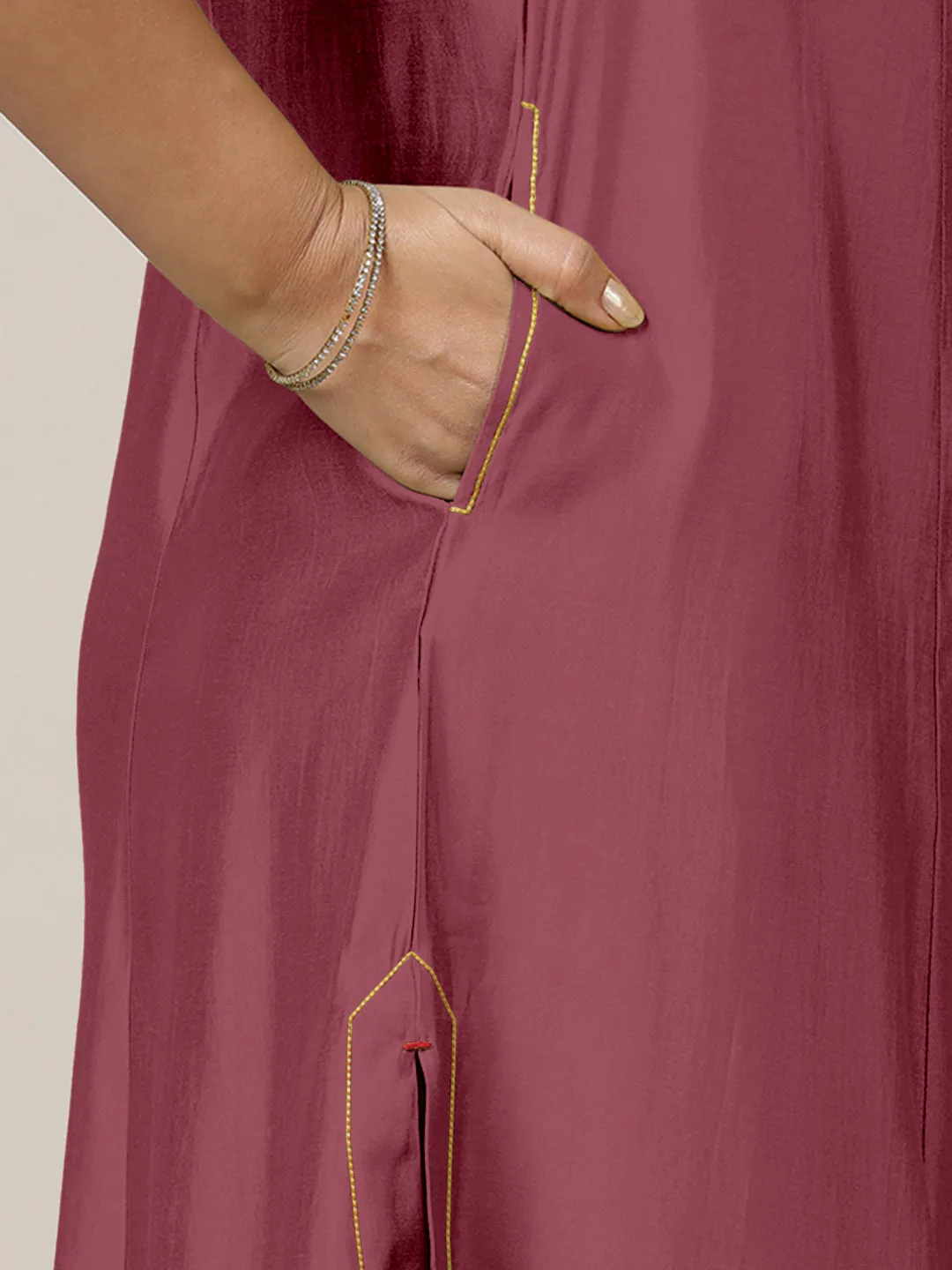 Mirha x Rozaana | A Line Kurta in Rose Pink with Thread Work | Coords or Only Kurta
