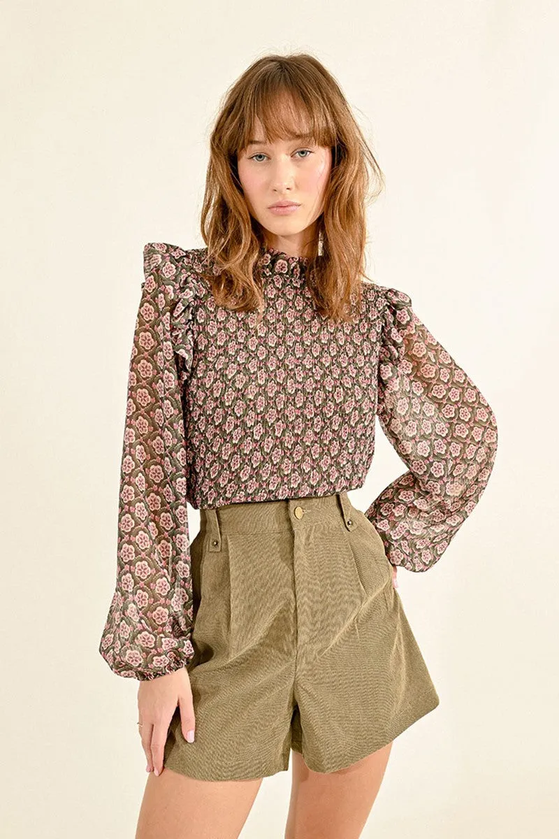 Molly Bracken Pink & Khaki Blouse