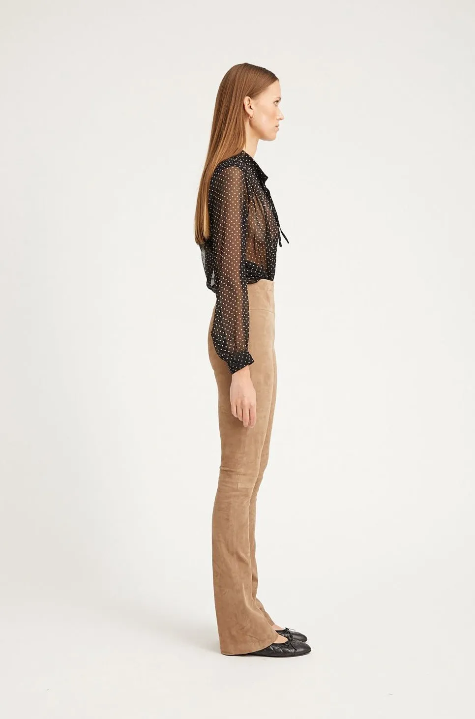 Mushroom Suede Micro Flare Pants