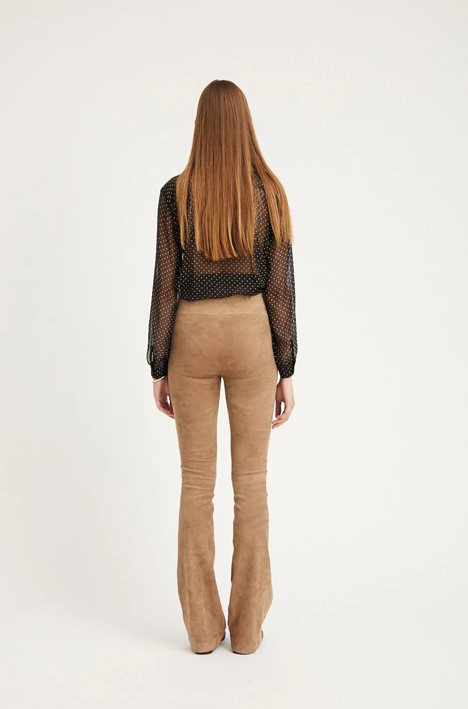Mushroom Suede Micro Flare Pants