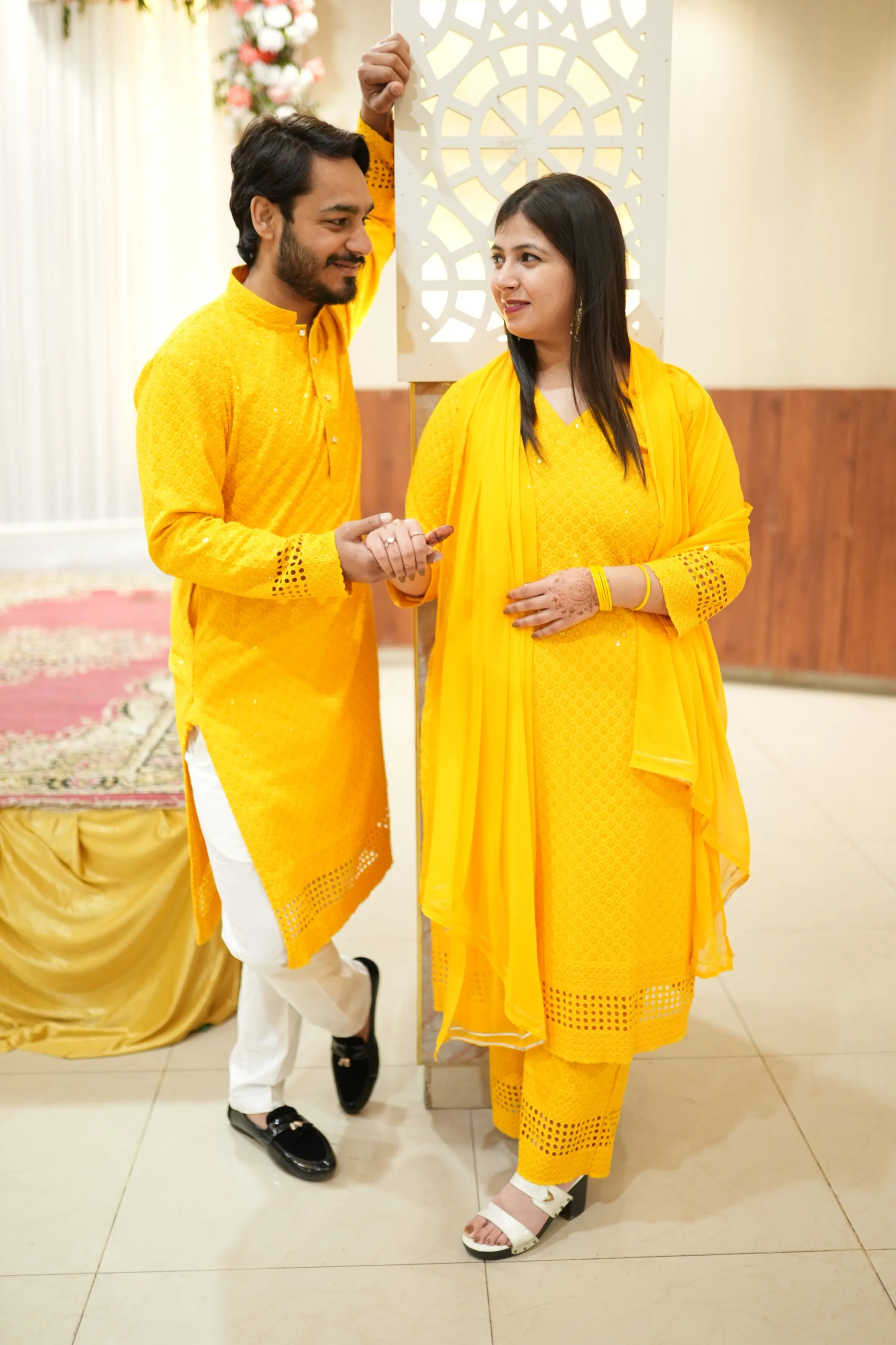 Mustard Gold Sequined Suit Set