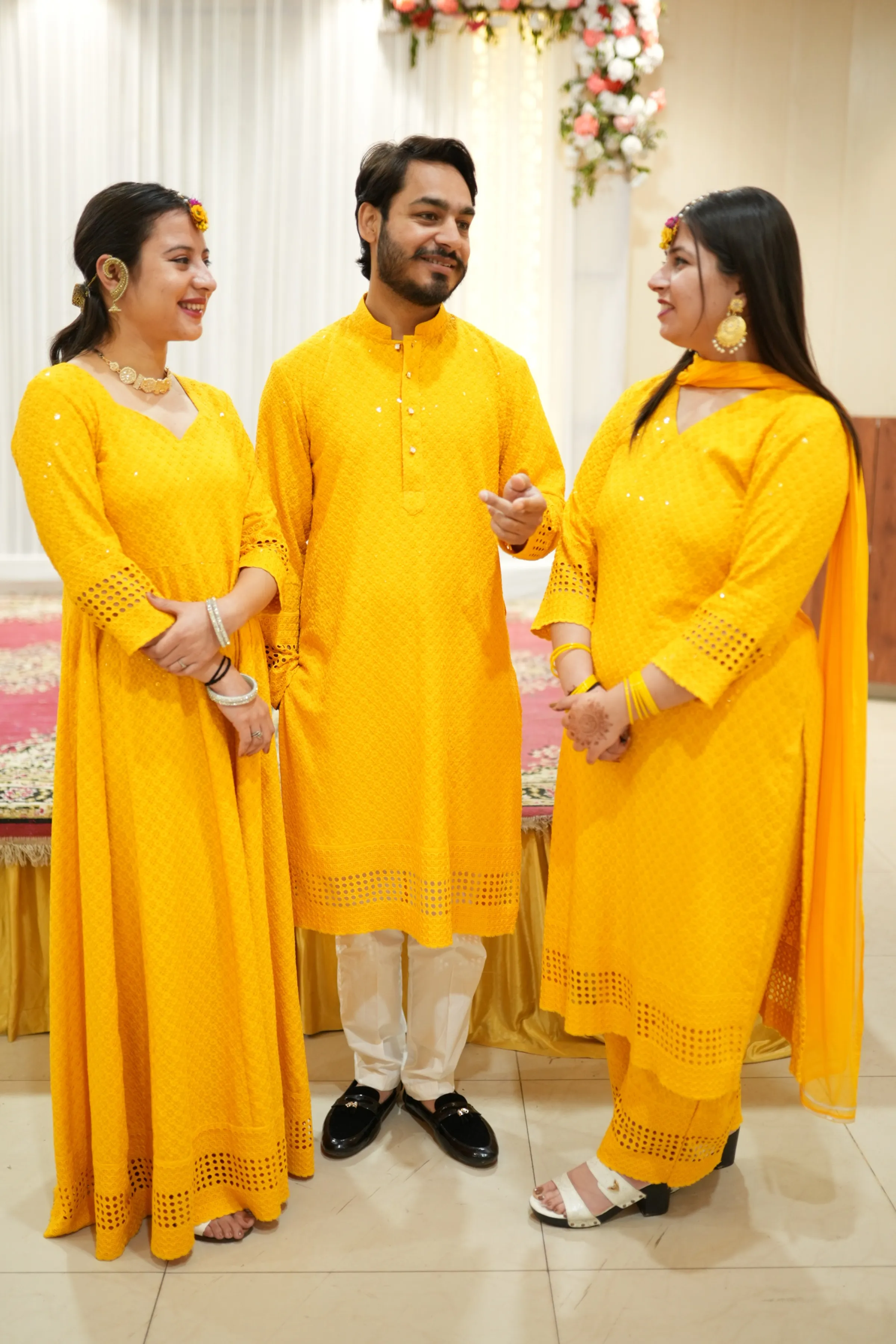 Mustard Gold Sequined Suit Set