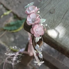 Natalie silver leaf headband and dusty pink mauve fabric flower (custom colors available) Natalie silver leaf headband and dusty pink mauve fabric flower (custom colors available)