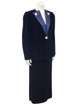 Navy Blue Velvet and Silk 3 pc. Ensemble Navy Blue Velvet and Silk 3 pc. Ensemble