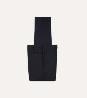 Navy Wool Flannel Flat Front Trousers Navy Wool Flannel Flat Front Trousers