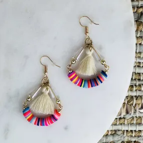 NEON BOHEMIANS LAUPER RAINBOW HOOP EARRINGS IN CREAM NEON BOHEMIANS LAUPER RAINBOW HOOP EARRINGS IN CREAM