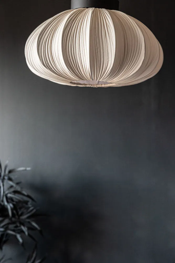 Neutral Pleated Fabric Flush Ceiling Light