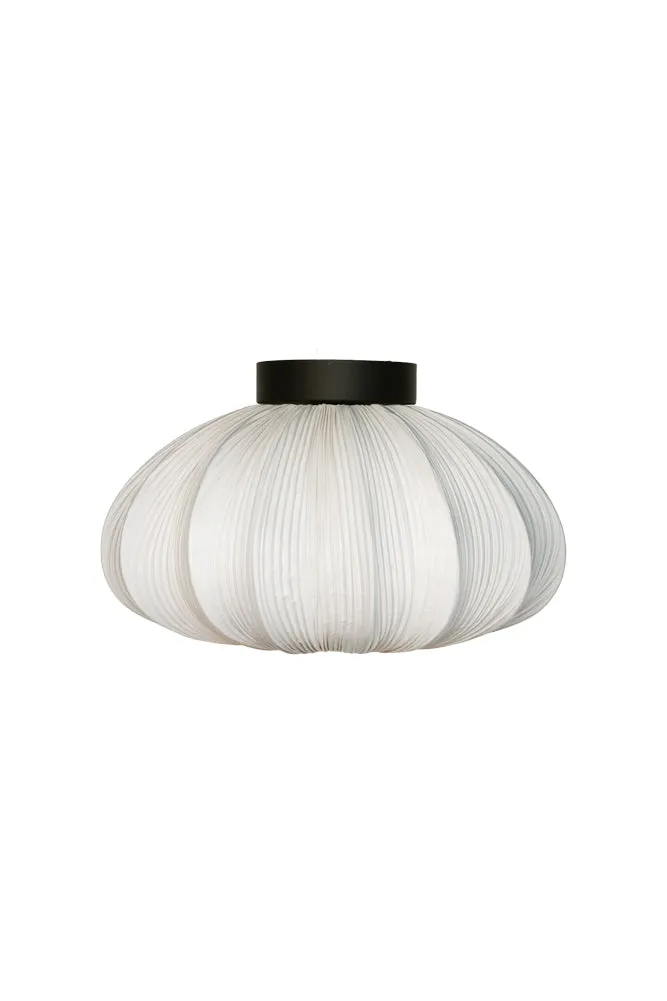 Neutral Pleated Fabric Flush Ceiling Light