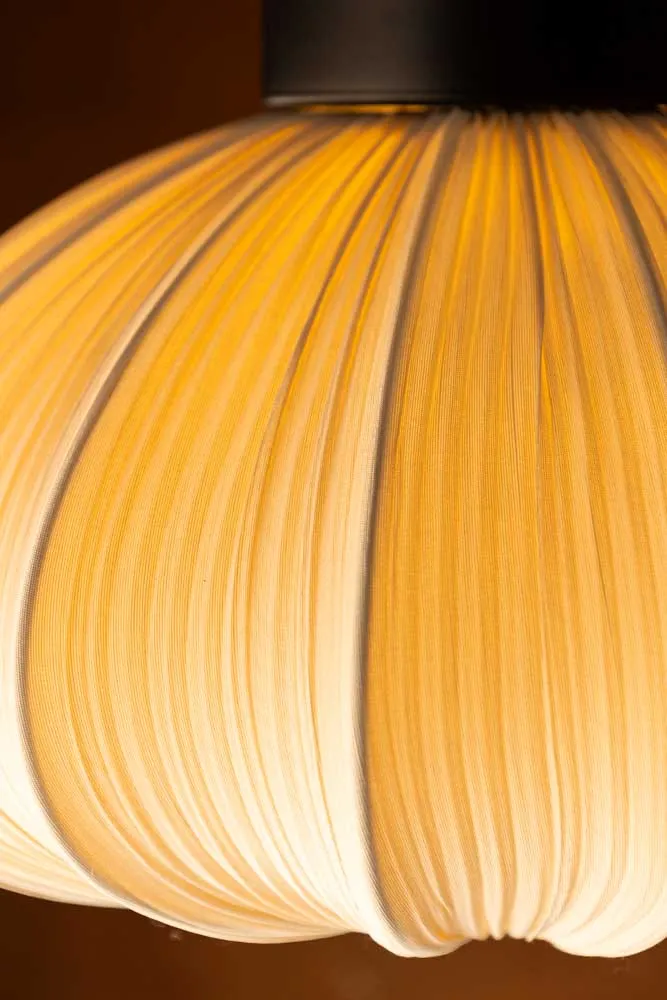Neutral Pleated Fabric Flush Ceiling Light