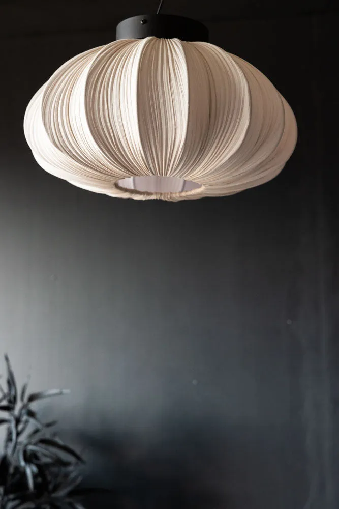 Neutral Pleated Fabric Flush Ceiling Light