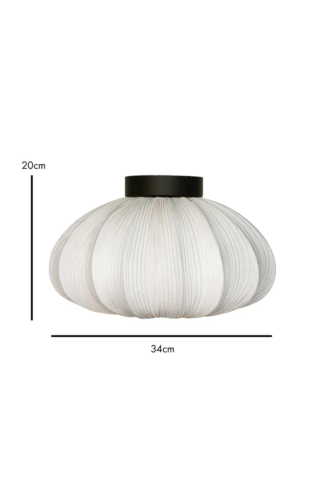 Neutral Pleated Fabric Flush Ceiling Light