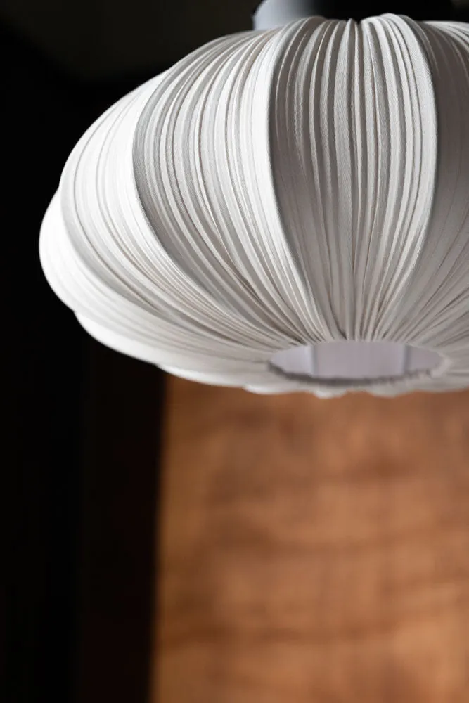 Neutral Pleated Fabric Flush Ceiling Light