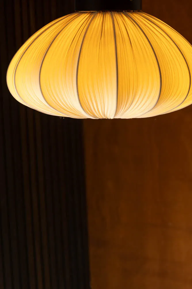 Neutral Pleated Fabric Flush Ceiling Light