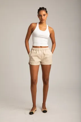 Off White Leather Slip On Shorts Off White Leather Slip On Shorts