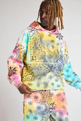 Paisley Printed Tie Dye Hoodie Paisley Printed Tie Dye Hoodie